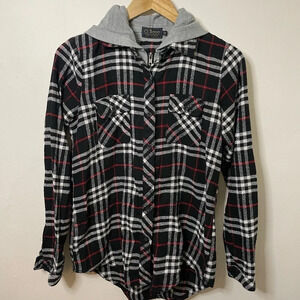 Ci Sono Plaid Flannel Jacket Hoodie Duo